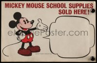 7h0123 MICKEY MOUSE 6x9 school supplies sign 1930s great art of him with pie-cut eyes, Disney!