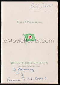 7h0301 MOORE-MCCORMACK LINES cruise ship passenger list January 22, 1965 on the S.S. Brasil!
