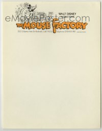 7h0131 MOUSE FACTORY 9x11 letterhead 1972 Walt Disney, great cartoon image of Mickey Mouse!
