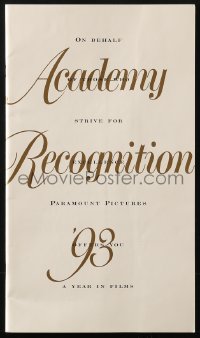 7h0141 PARAMOUNT PICTURES 1993 Academy Awards brochure 1993 all their eligible Oscar nominees!