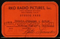 7h0231 RKO RADIO PICTURES 2x4 studio pass 1938 access to the office of someone you will interview!