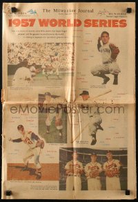 7h0274 MILWAUKEE JOURNAL SENTINEL newspaper September 29, 1957 Hank Aaron vs Yankees World Series!