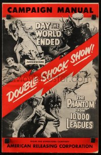 7h1214 DAY THE WORLD ENDED/PHANTOM FROM 10,000 LEAGUES pressbook 1956 schlock horror double-bill!