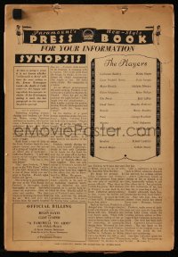 7h1230 FAREWELL TO ARMS pressbook 1932 Gary Cooper, Helen Hayes and Adolphe Menjou, ultra rare!
