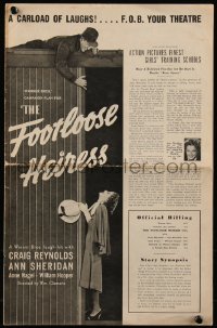 7h1233 FOOTLOOSE HEIRESS pressbook 1937 great image of sexy seated smoking Ann Sheridan, ultra-rare!