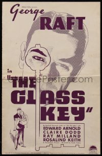 7h1239 GLASS KEY pressbook cover 1935 George Raft, Claire Dodd, Dashiell Hammett, cool art!