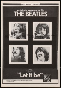 7h0342 LET IT BE Australian press sheet 1970 The Beatles, John, Paul, Ringo & George!