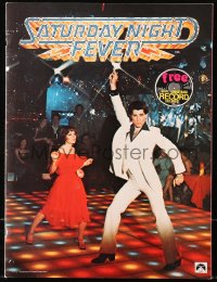 7h1156 SATURDAY NIGHT FEVER souvenir program book 1977 disco dancer John Travolta, includes record!