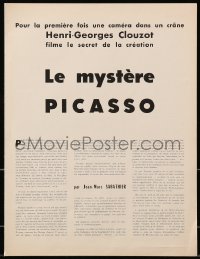 7h1069 MYSTERY OF PICASSO French promo brochure 1956 Le Mystere Picasso, Henri-Georges Clouzot