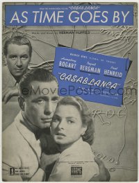 7h0991 CASABLANCA dark blue sheet music 1942 Humphrey Bogart, Ingrid Bergman, As Time Goes By!