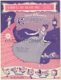 7h0993 CINDERELLA sheet music 1950 Walt Disney cartoon classic, A Dream is a Wish Your Heart Makes!