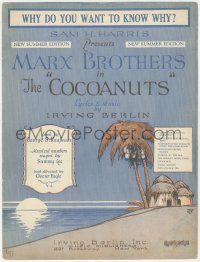 7h0995 COCOANUTS sheet music 1927 Marx Brothers, great Leff art, Why Do You Want To Know Why!
