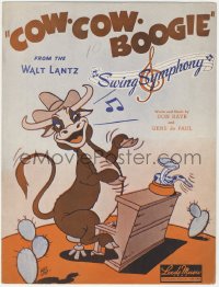 7h0996 COW COW BOOGIE sheet music 1943 Alex Lovy artwork of cow playing piano!
