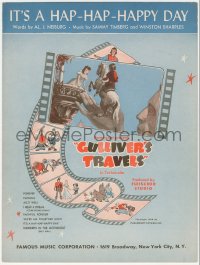 7h1004 GULLIVER'S TRAVELS sheet music 1939 cartoon by Dave Fleischer, It's a Hap-Hap-Happy Day!