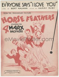 7h1006 HORSE FEATHERS sheet music 1932 all 4 Marx Brothers, Ev'ryone says 'I Love You'!