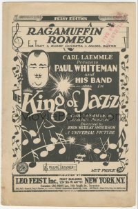 7h1009 KING OF JAZZ 7x11 sheet music 1930 cool art of Paul Whiteman, Ragamuffin Romeo!