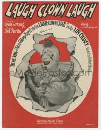 7h1010 LAUGH CLOWN LAUGH sheet music 1928 great image of Lon Chaney in clown makeup, the title song!