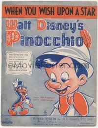 7h1012 PINOCCHIO sheet music 1940 Walt Disney classic cartoon, When You Wish Upon a Star!