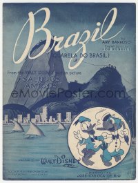 7h1017 SALUDOS AMIGOS sheet music 1943 Disney cartoon, Donald Duck & Joe Carioca sing Brazil!