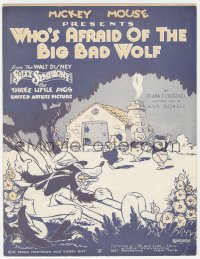 7h1027 THREE LITTLE PIGS sheet music 1933 Walt Disney cartoon, Who's Afraid of the Big Bad Wolf!