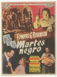 7h0631 BLACK TUESDAY Spanish herald 1955 Peter Graves, Jean Parker & ruthless Edward G. Robinson!
