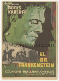 7h0640 FRANKENSTEIN Spanish herald R1965 great MCP close up art of Boris Karloff as the monster!