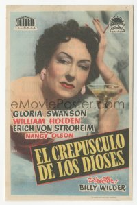 7h0657 SUNSET BOULEVARD Spanish herald 1952 close up of Gloria Swanson with drink, Billy Wilder!