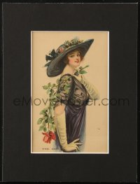 7h0489 F. EARL CHRISTY 5x8 art print in 9x12 display 1920s great art of beautiful woman with rose!