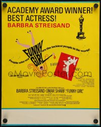7h0842 FUNNY GIRL awards 11x14 special poster 1969 Bob Peak art of Barbra Streisand & Omar Sharif!