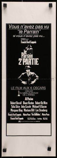 7h0310 GODFATHER PART II French Swiss ad slick 1975 Al Pacino in Francis Ford Coppola classic sequel!