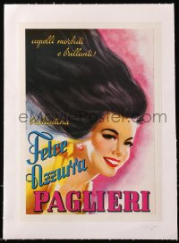 7h0293 PAGLIERI linen 9x12 Italian advertising poster 1950s brilliantina art by Moltrasio!