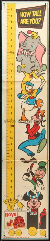 7h0853 WALT DISNEY 8x35 growth chart 1968 see how tall your kids are, sponsored by Royal Gelatin!
