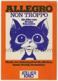 7h0808 ALLEGRO NON TROPPO German trade ad 1977 Bruno Bozzetto, great wacky cartoon cat artwork!