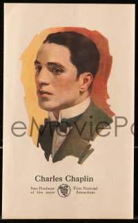 7h0941 CHARLIE CHAPLIN 6x10 color lithograph 1919 great portrait of the legendary Hollywood star!
