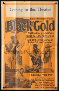 7h1197 BLACK GOLD pressbook 1927 exact full-size image of the 14x22 window card, all black cast!
