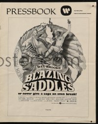 7h1198 BLAZING SADDLES pressbook 1974 classic Mel Brooks western, art of Cleavon Little!