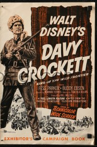 7h1212 DAVY CROCKETT KING OF THE WILD FRONTIER pressbook 1955 Disney, full-length art of Fess Parker!