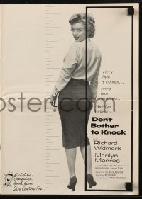 7h1220 DON'T BOTHER TO KNOCK pressbook 1952 wonderful images & artwork of sexiest Marilyn Monroe!