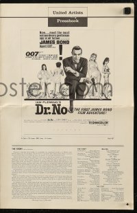 7h1223 DR. NO pressbook 1963 Sean Connery in James Bond's first movie, alternate 6-page version!