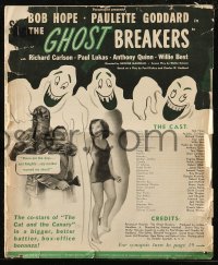 7h1238 GHOST BREAKERS pressbook 1940 great art of Bob Hope, Paulette Goddard & wacky spooky ghost!