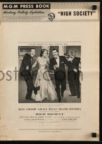 7h1246 HIGH SOCIETY pressbook 1956 Frank Sinatra, Bing Crosby, Grace Kelly & Louis Armstrong!