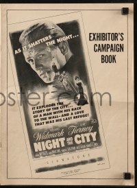 7h1277 NIGHT & THE CITY pressbook 1950 wrestling promoter Richard Widmark, sexy Gene Tierney, classic!