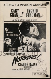 7h1281 NOTORIOUS pressbook R1954 Cary Grant, Ingrid Bergman, Claude Rains, Alfred Hitchcock classic!