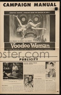7h1327 VOODOO WOMAN pressbook 1957 sexy Albert Kallis horror art, woman by day, a monster by night!