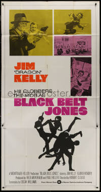 7j0551 BLACK BELT JONES int'l 3sh 1974 Jim Dragon Kelly, Scatman Crothers, kung fu silhouette art!