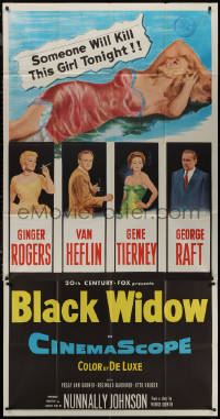 7j0552 BLACK WIDOW 3sh 1954 Ginger Rogers, Gene Tierney, Van Heflin, George Raft, sexy art!