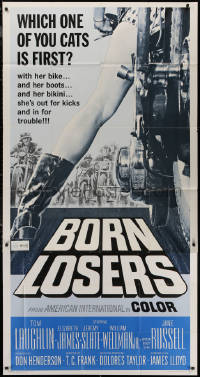 7j0554 BORN LOSERS 3sh 1967 Tom Laughlin directs and stars as Billy Jack, sexy motorcycle art!