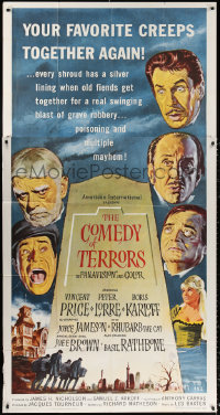 7j0573 COMEDY OF TERRORS 3sh 1964 Boris Karloff, Peter Lorre, Vincent Price, Joe E. Brown, Tourneur