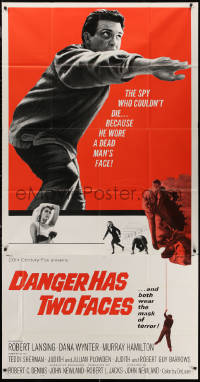 7j0580 DANGER HAS TWO FACES 3sh 1967 Robert Lansing couldn't die because he stole a dead man's face!