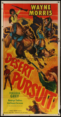 7j0582 DESERT PURSUIT 3sh 1952 Wayne Morris & cowboys riding imported camels instead of horses!